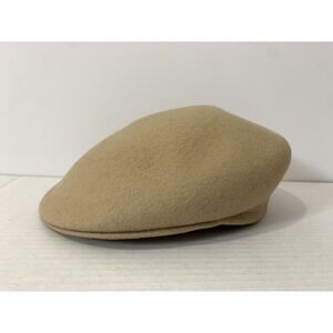 Vintage Brooks Newsboy Cap England Made 100% Wool Hat Beige Medium Rain Proof